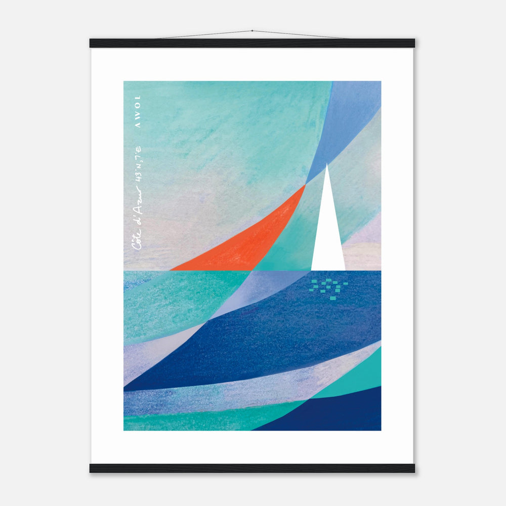 Abstract Art With Sailboat On The Mediterranean Sea: Poster with Hanger