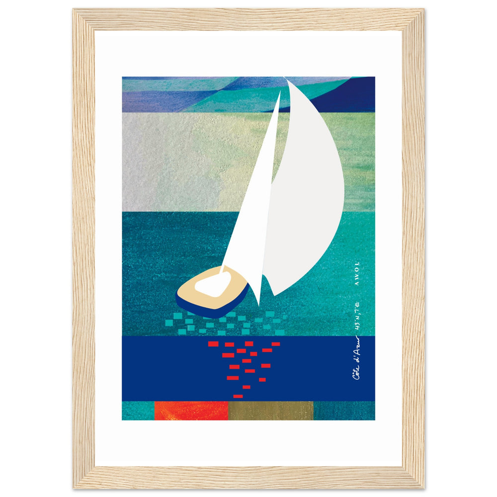 
                      
                        White Sailboat At Sunset On The Sea With Graphic Reflection: French Rivera: Classic Matte Paper Wooden Framed Poster
                      
                    