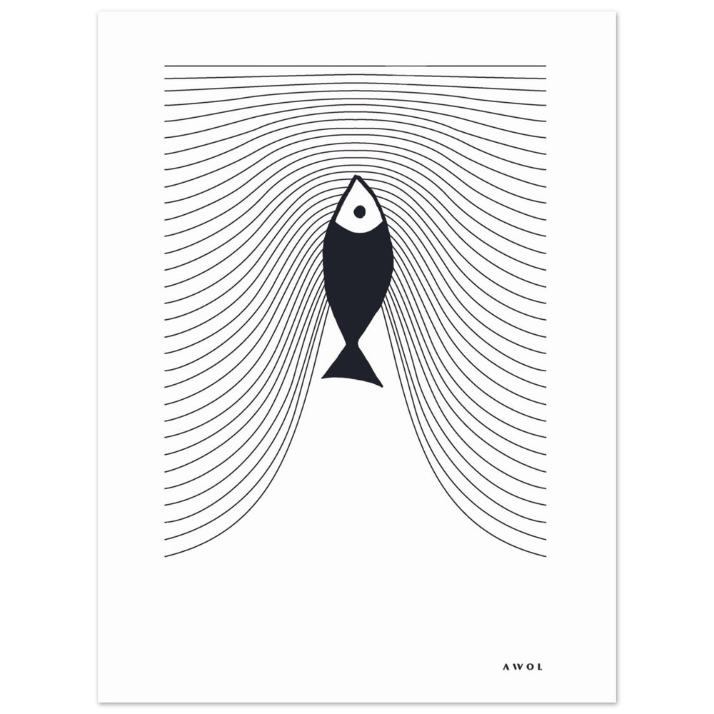 
                      
                        Minimalist Fish Art, Sardine Swimming In Abstract Sea: Scandinavian Poster Print
                      
                    