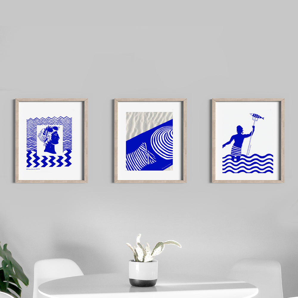 
                      
                        Woman Relaxing In And Oversized Beach Hat, And Striped Bathing Suit, Vacation Vibes, Modern Blue Canvas Art
                      
                    