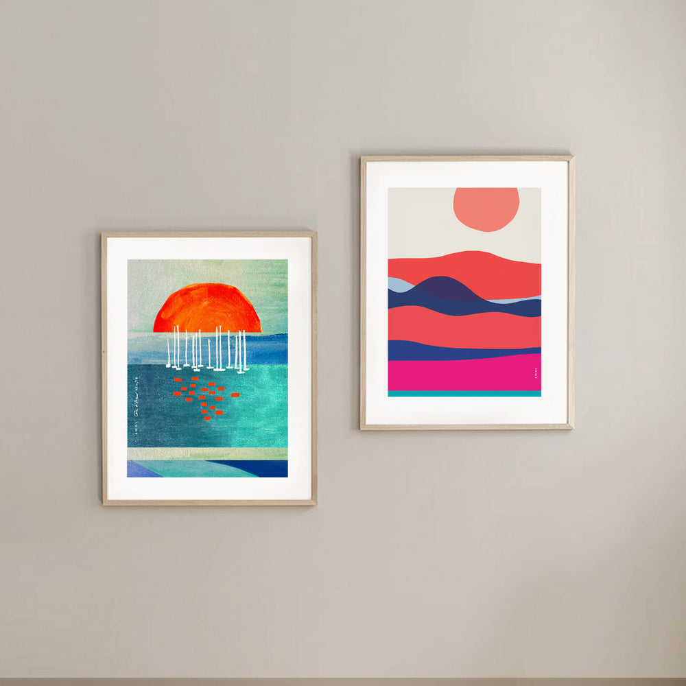 
                      
                        Minimalist Ocean Wall Art: Sunrises and Sunsets Poster Print
                      
                    