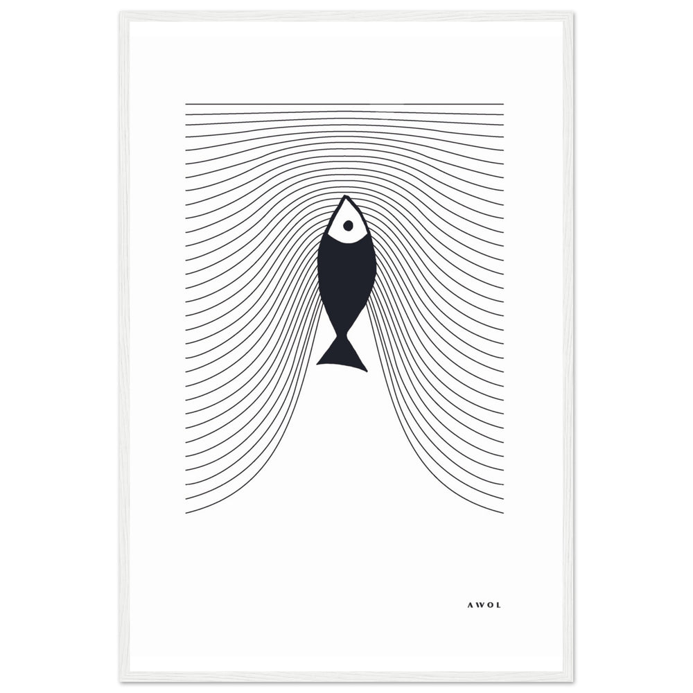 
                      
                        Minimalist Fish Swimming Upstream, Scandinavian Wall Art, Framed Art Print
                      
                    