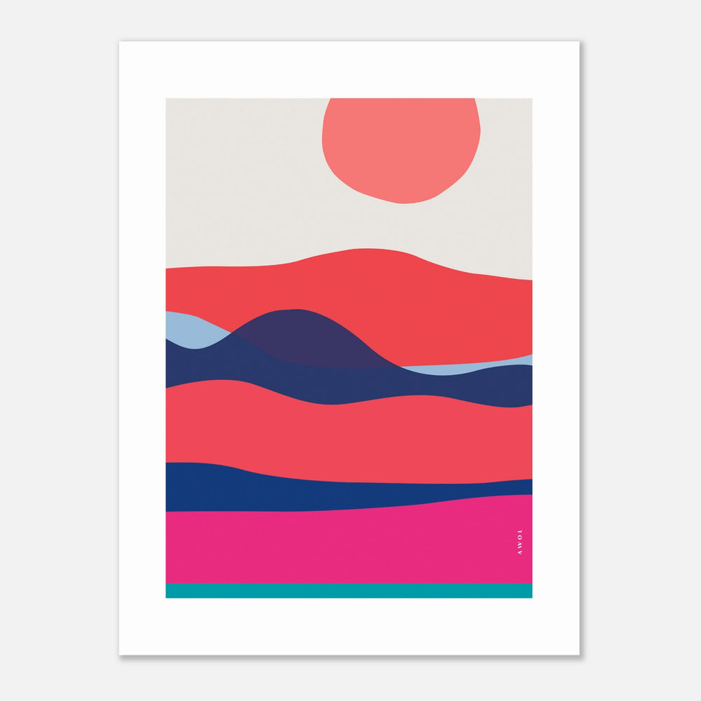 Minimalist Ocean Wall Art, Abstract Sea With Sunrises and Sunsets: Aluminum Print