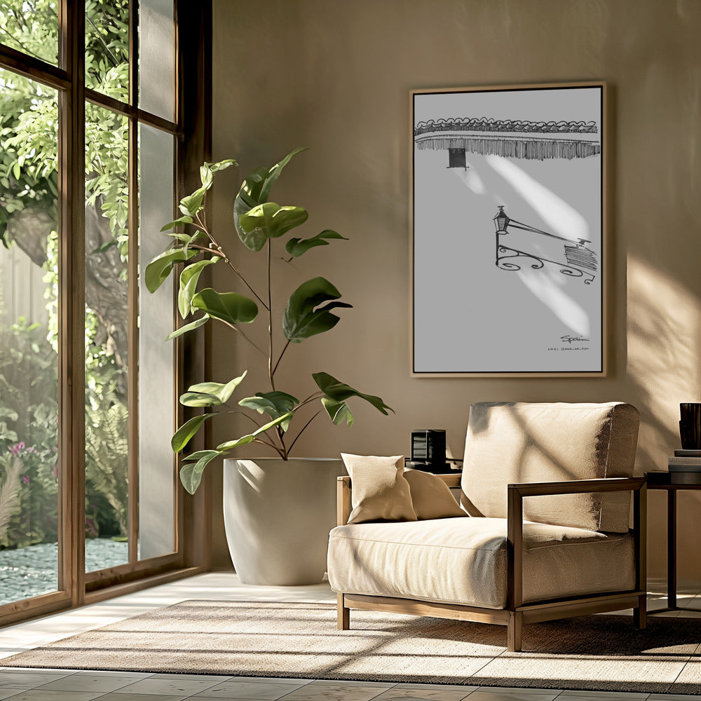 
                      
                        Siesta Shadows: Sunshine On Streetlamp In Spain: Fine Art Poster
                      
                    