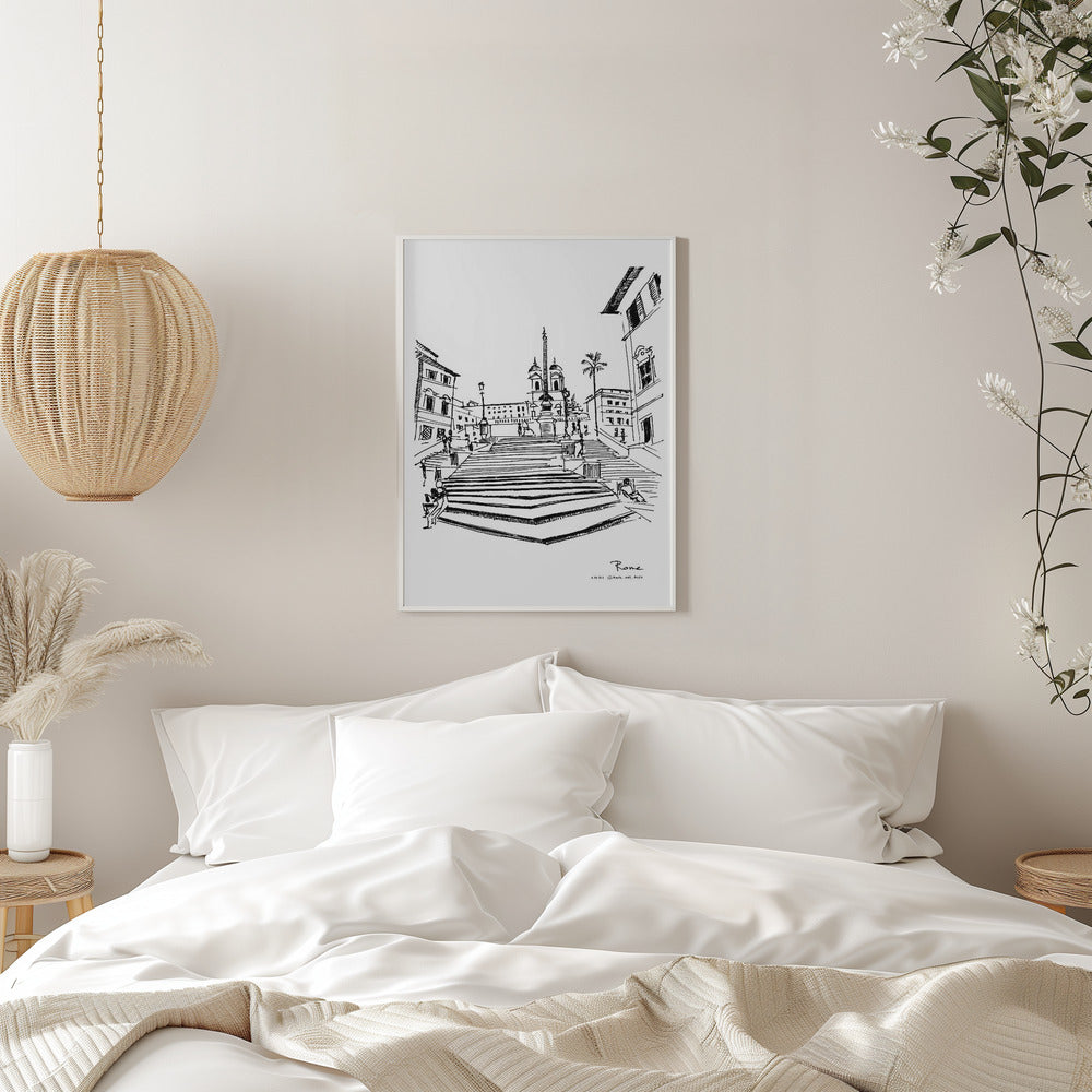 
                      
                        Rome Spanish Steps – Hand-Drawn Wall Art Print | Fine Art Poster | Minimalist Italy Travel Decor
                      
                    