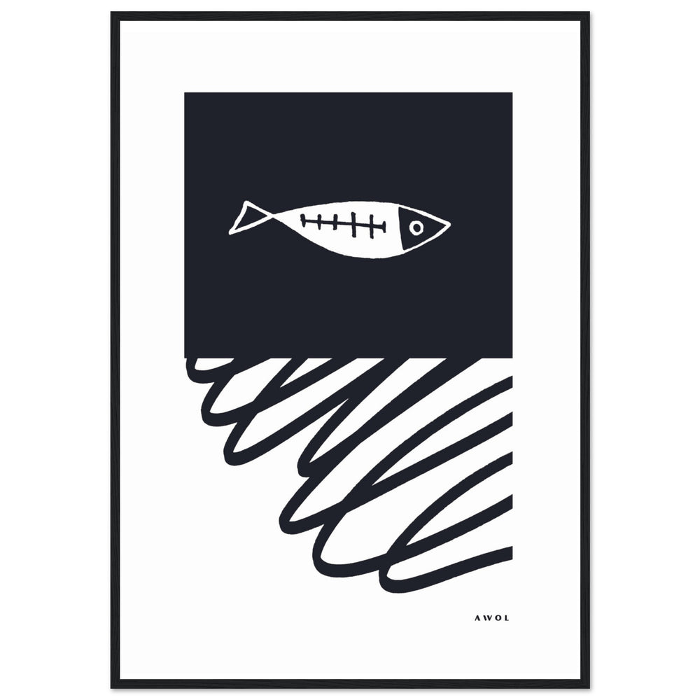 
                      
                        Minimalist Wall Decor, Scandinavian Wall Art With Fish: Framed Art Print
                      
                    