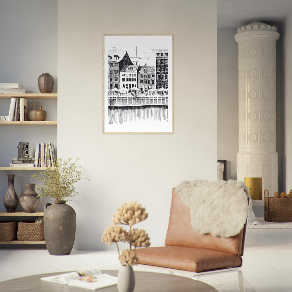 
                      
                        Saturday Afternoon With Cafés And Historic Houses In Copenhagen, Wooden Framed Art Print On Premium Paper
                      
                    