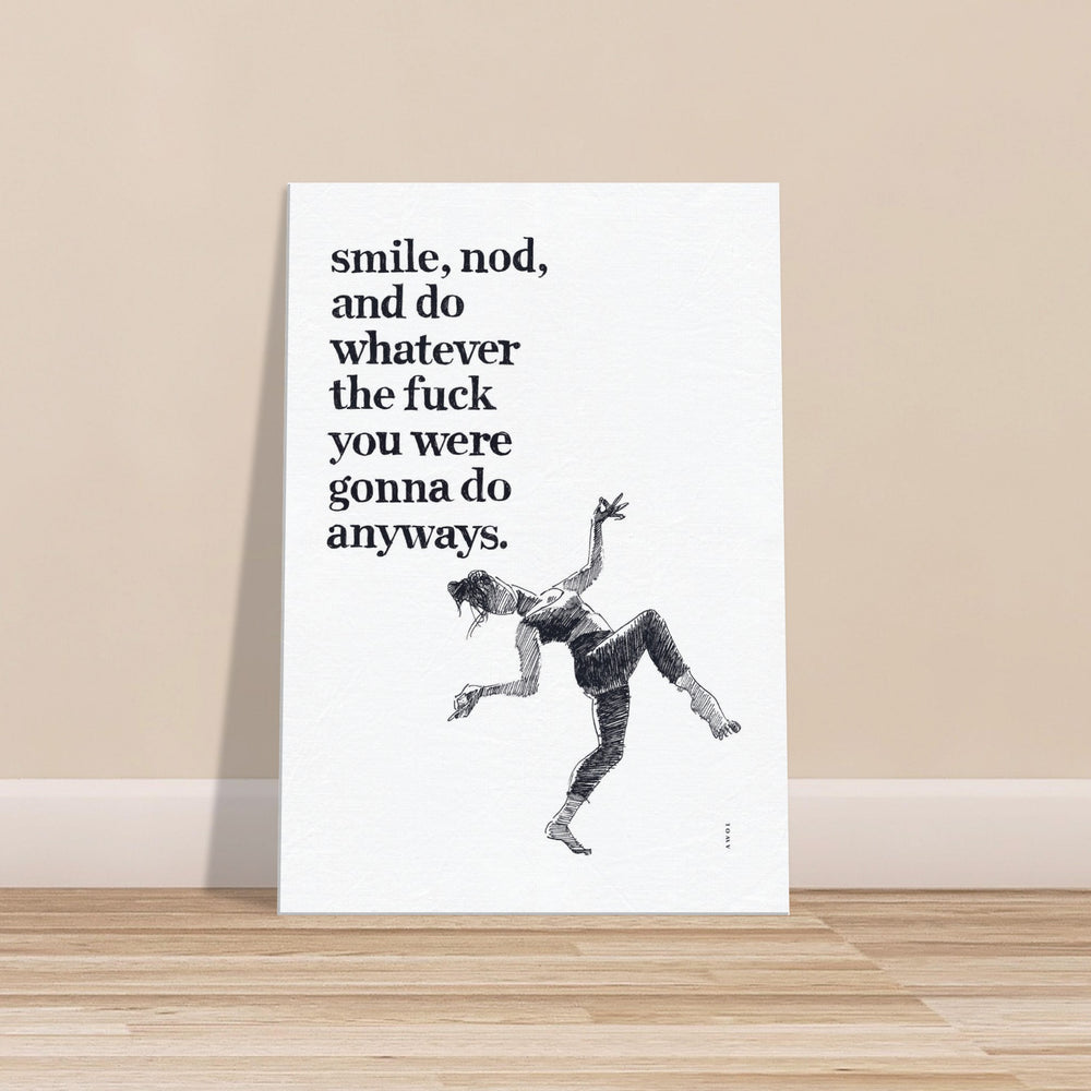 
                      
                        Smile And Nod, Daily Affirmation Dancing Woman: Art Print On Canvas
                      
                    