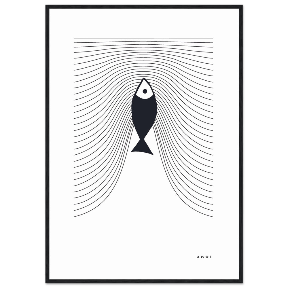 
                      
                        Minimalist Fish Swimming Upstream, Scandinavian Wall Art, Framed Art Print
                      
                    