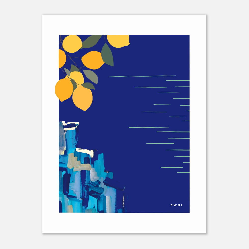 Amalfi Coast With Lemons By The Sea, Italy Landscape Art: Aluminum Print