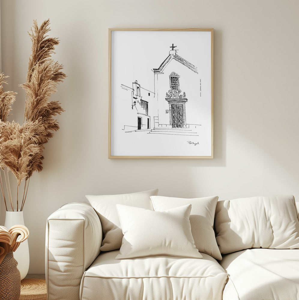 Town Square At Siesta Time: Portugal Framed Fine Art Print