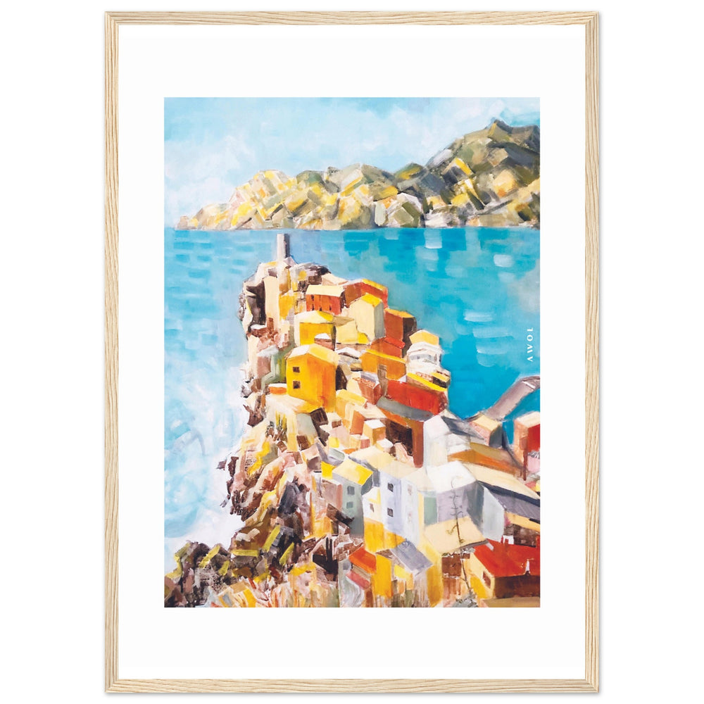 
                      
                        Colourful Town On A Cliff By The Sea In Italy: Italian Riviera Framed Art Print
                      
                    