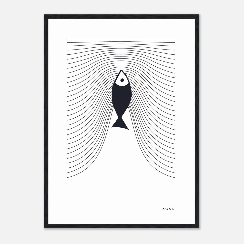 
                      
                        Minimalist Fish Swimming Upstream, Scandinavian Wall Art, Framed Art Print
                      
                    