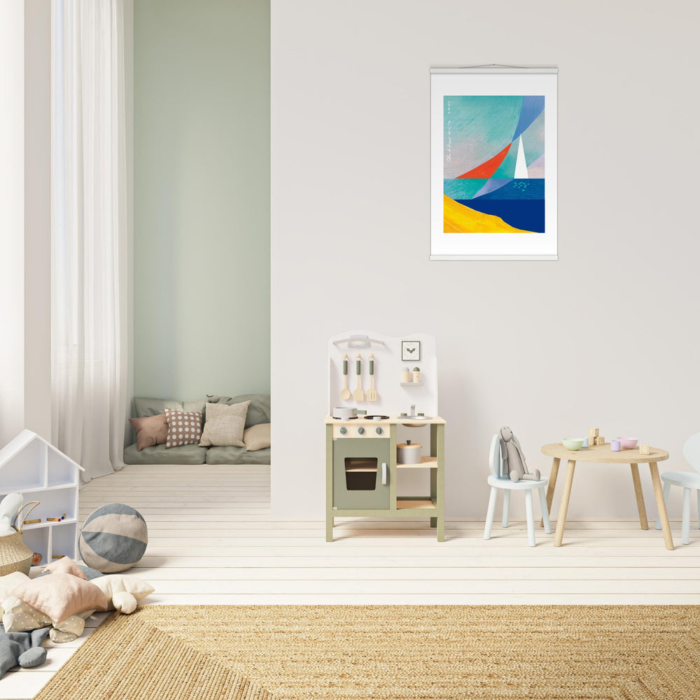 
                      
                        Sailboat On Abstract Sea: Côte d'Azur Poster with Hanger
                      
                    