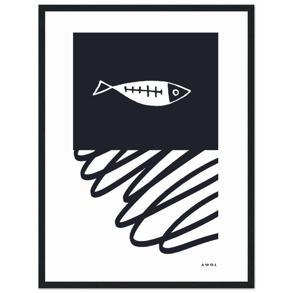 
                      
                        Minimalist Wall Decor, Scandinavian Wall Art With Fish: Framed Art Print
                      
                    