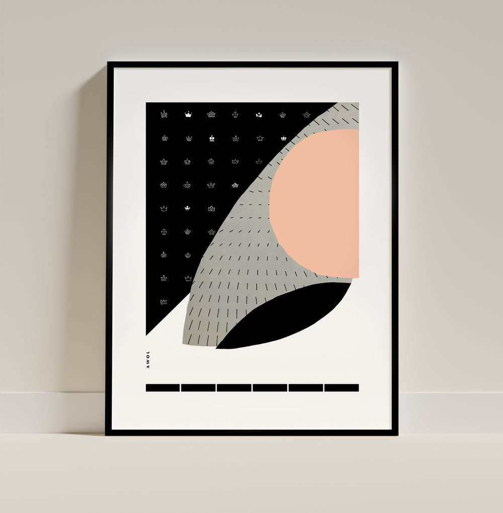 Minimalist Wall Art, Scandinavian Art Print With Abstract Graphic Shapes: Framed Art Print