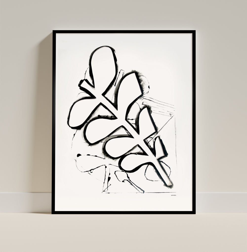 Minimalist Plant Art Abstraction: Framed Art Print