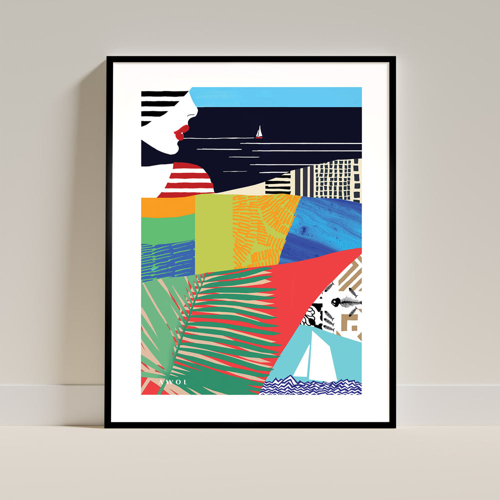 Beach Vibes:  Classic Matte Paper Wooden Framed Poster