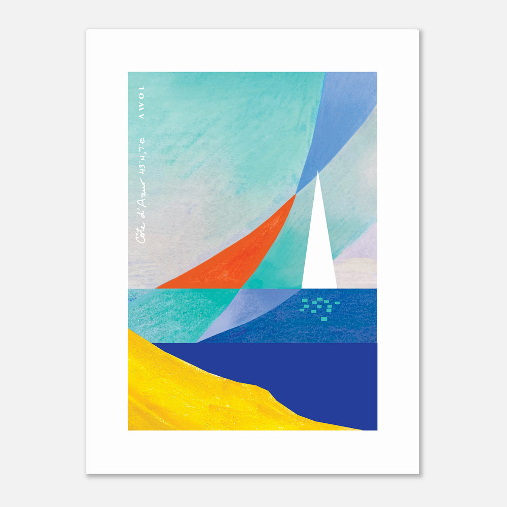 Abstract Wall Art, Sailing On The Côte d'Azur: Aluminum Print