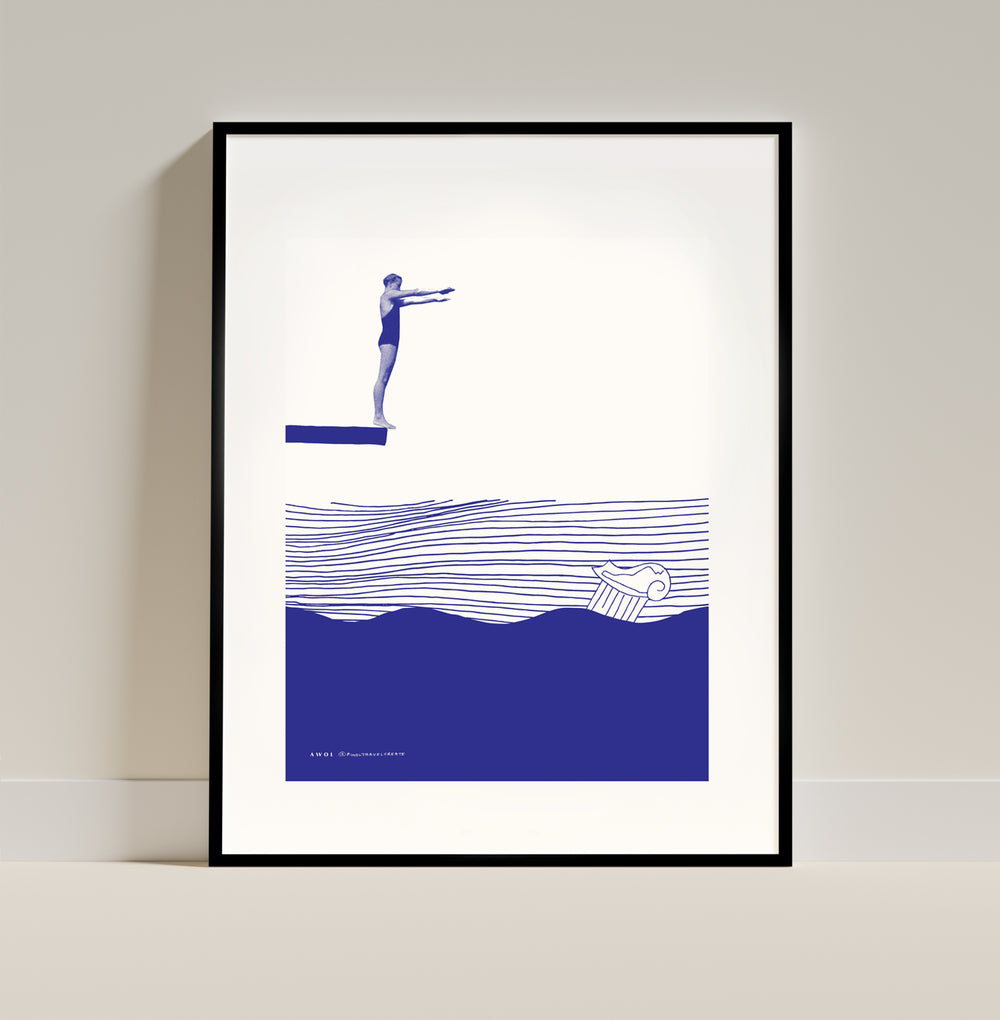 Diving Into The Mediterranean Sea, Framed Art Print