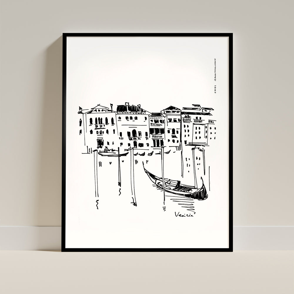 Venice Palazzos And Gondolas On The Grand Canal: Wooden Framed Poster