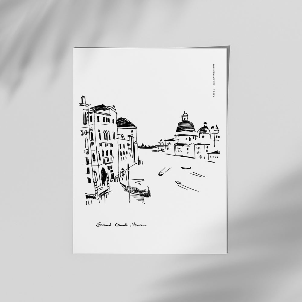 Venice Grand Canal, Black And White Italy Travel Poster