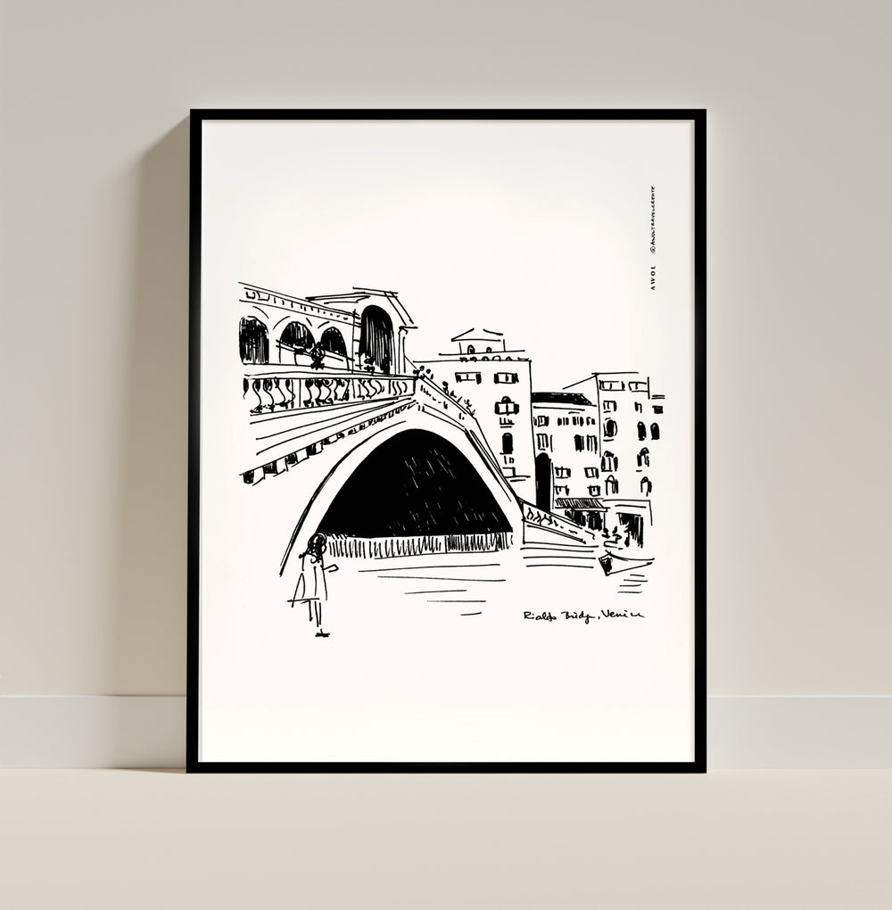 Venice Canal, Rialto Bridge: Classic Matte Paper Wooden Framed Poster