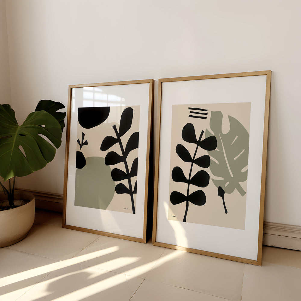 
                      
                        Abstract Plant Art, Mediterranean Garden: Premium Paper Wooden Framed Art Print
                      
                    