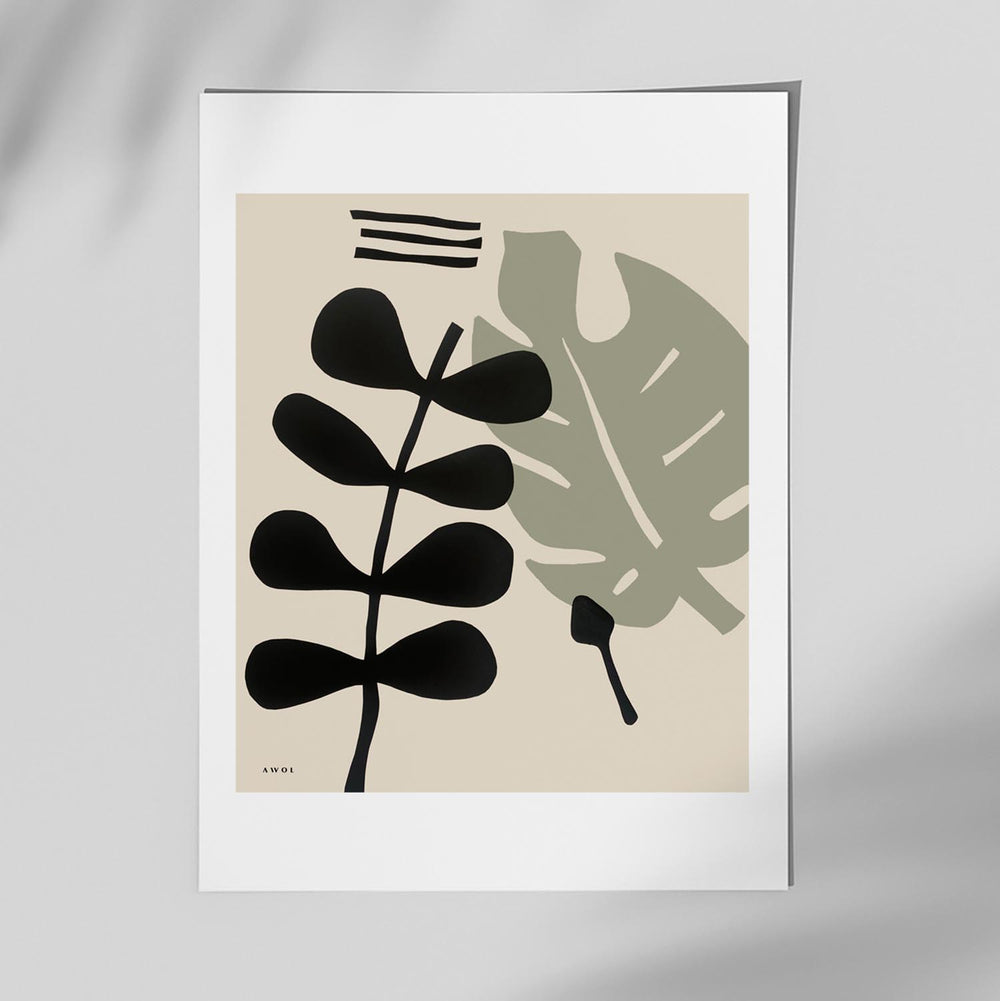 Tropical Plant Artwork With Minimalist Leaves: Poster Print