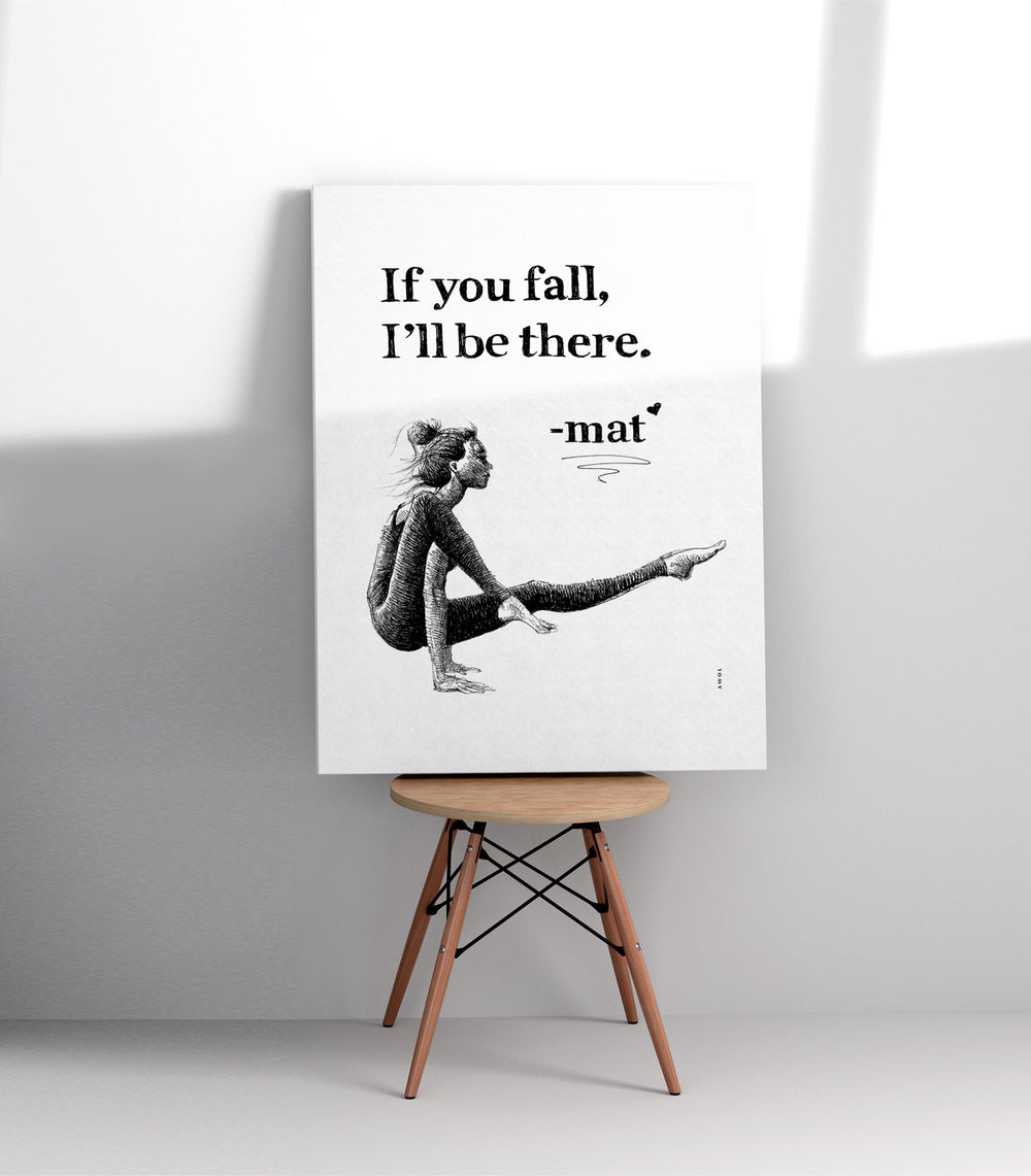 Woman In Yoga Pose On Yoga Mat With Inspirational Quote: Canvas Art Print