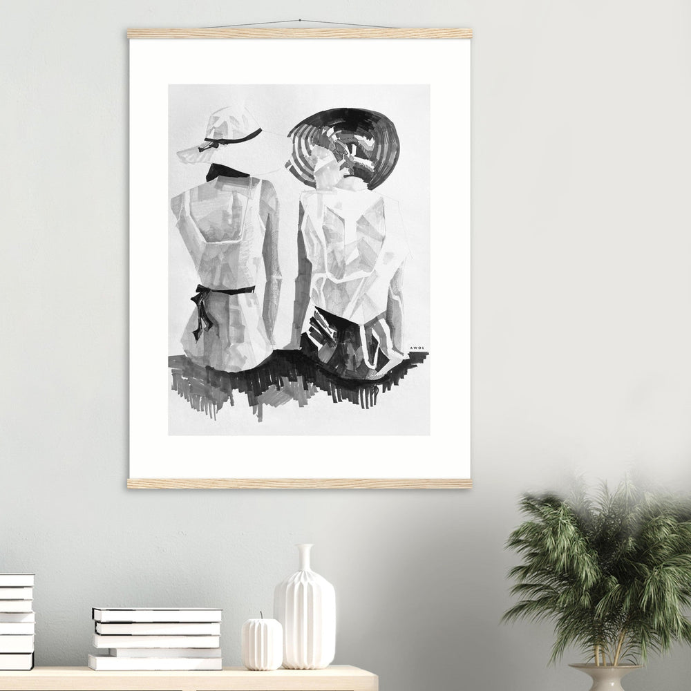 A Summer Day By The Sea: Friends In The Sun Portrait, Wall Poster Print with Hanger - Creations Awol