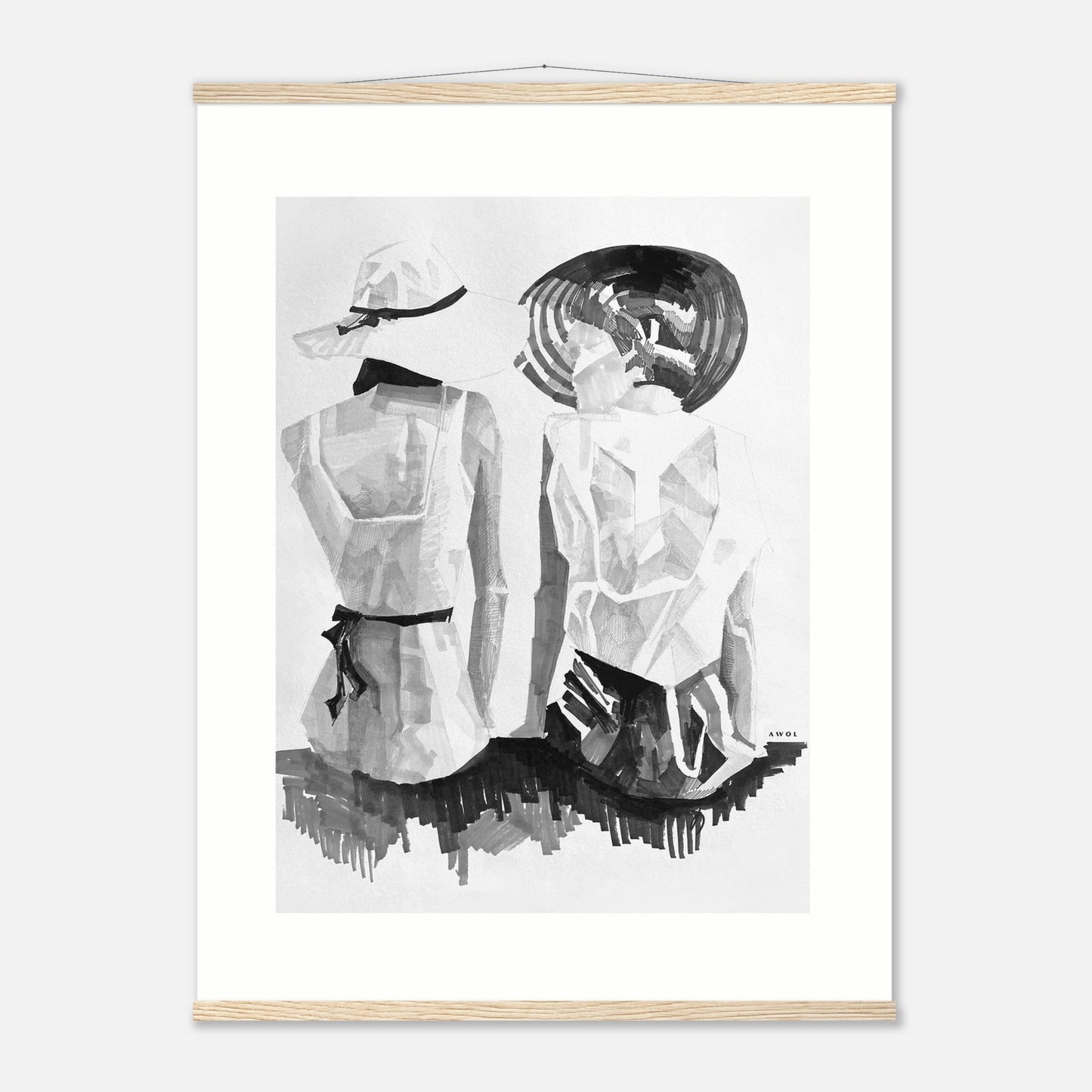 A Summer Day By The Sea: Friends In The Sun Portrait, Wall Poster Print with Hanger - Creations Awol