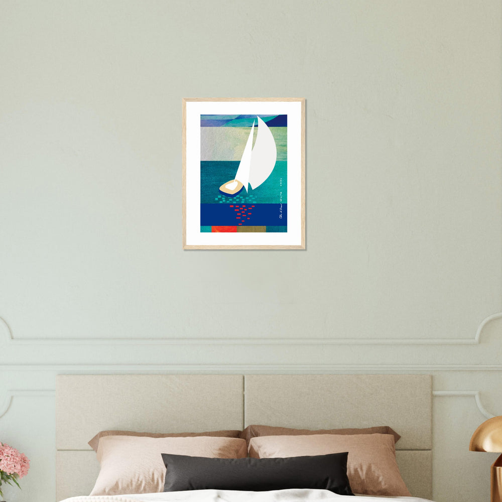 
                      
                        White Sailboat At Sunset On The Sea With Graphic Reflection: French Rivera: Classic Matte Paper Wooden Framed Poster
                      
                    