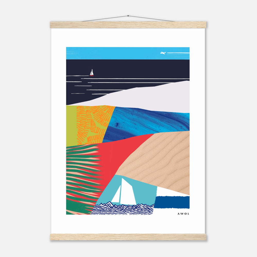 Tropical Paradise Art Print, Abstract Vacation Art: Poster with Hanger