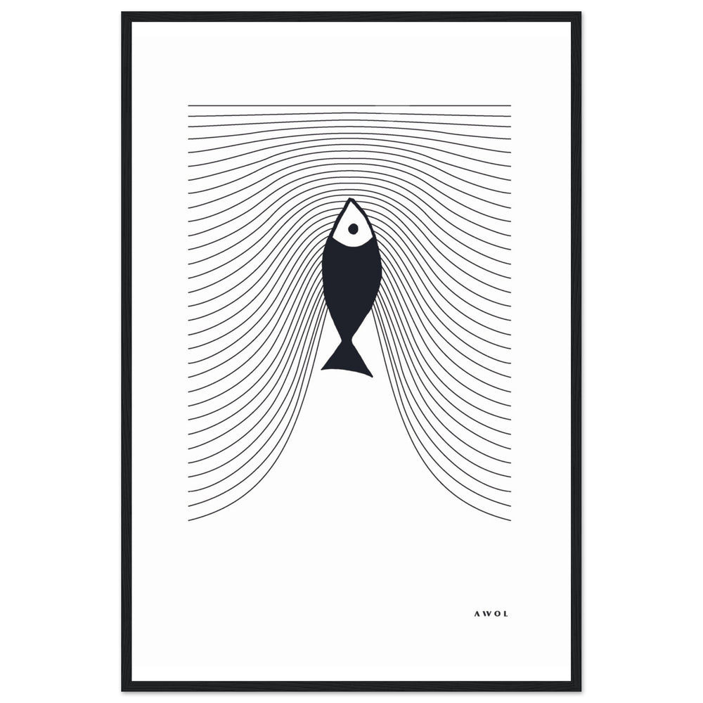 
                      
                        Minimalist Fish Swimming Upstream, Scandinavian Wall Art, Framed Art Print
                      
                    