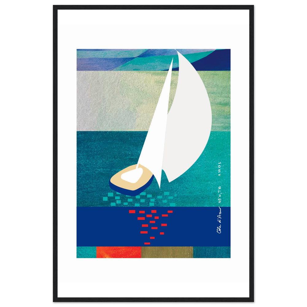 
                      
                        White Sailboat At Sunset On The Sea With Graphic Reflection: French Rivera: Classic Matte Paper Wooden Framed Poster
                      
                    