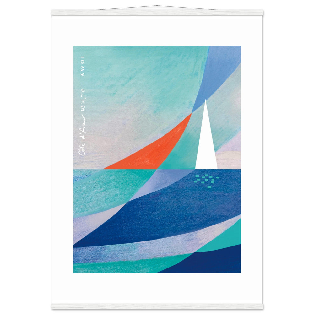 
                      
                        Abstract Art With Sailboat On The Mediterranean Sea: Poster with Hanger - Creations Awol
                      
                    