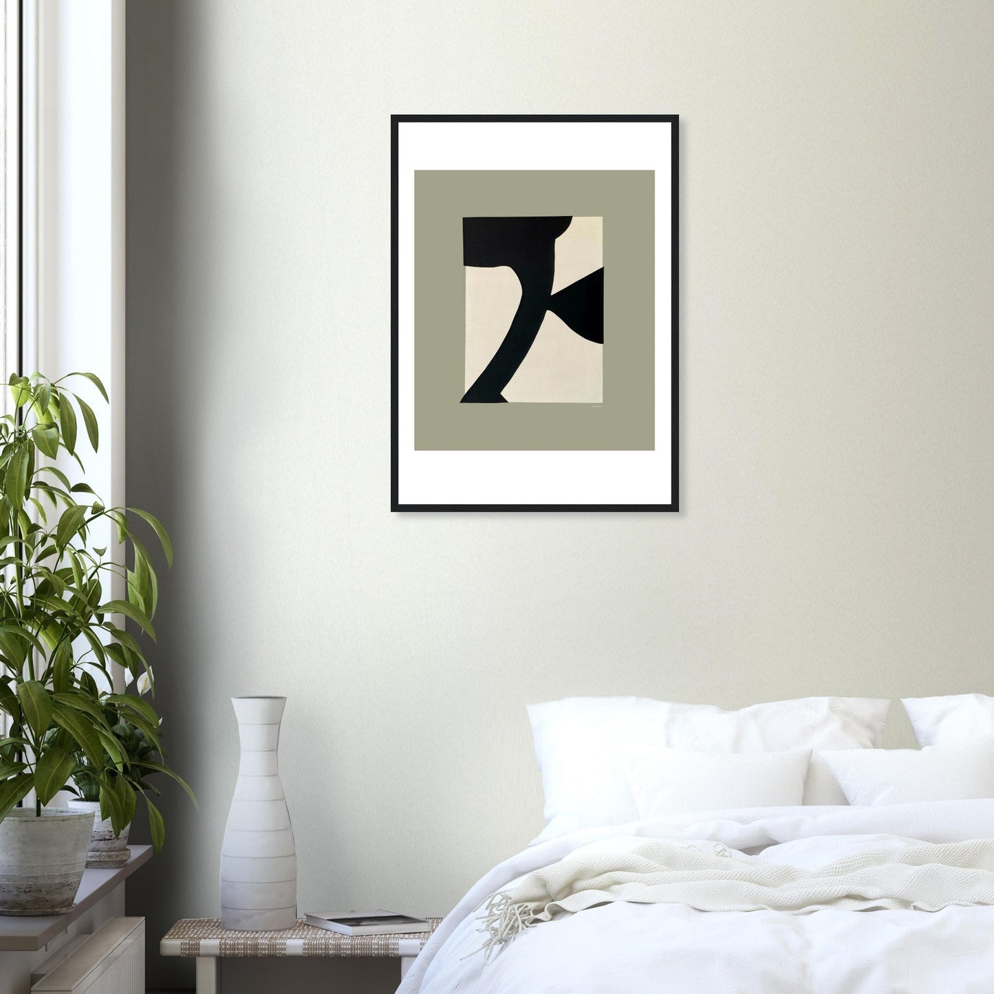 Abstract Flower Art, Minimalist Plant Wall Decor: Framed Art Print - Creations Awol