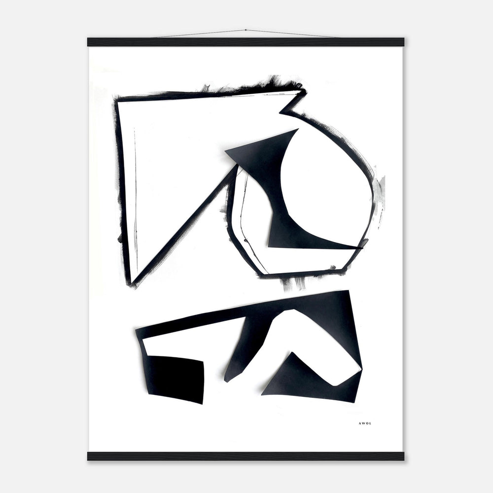 Abstract Rock Formations, Black And White Abstraction: Poster With Hanger - Creations Awol