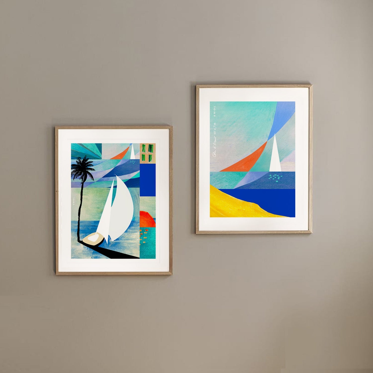 Sailboat On Abstract Sea: French Riviera Poster Print – Creations Awol