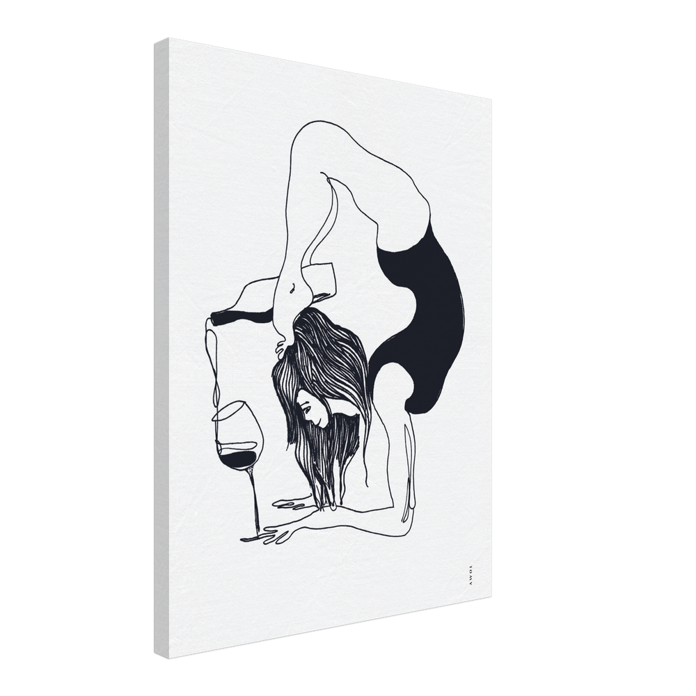 
                      
                        Funny Yoga Art On Canvas:  Minimalist Art Of Yoga Pose On Canvas With Wine
                      
                    