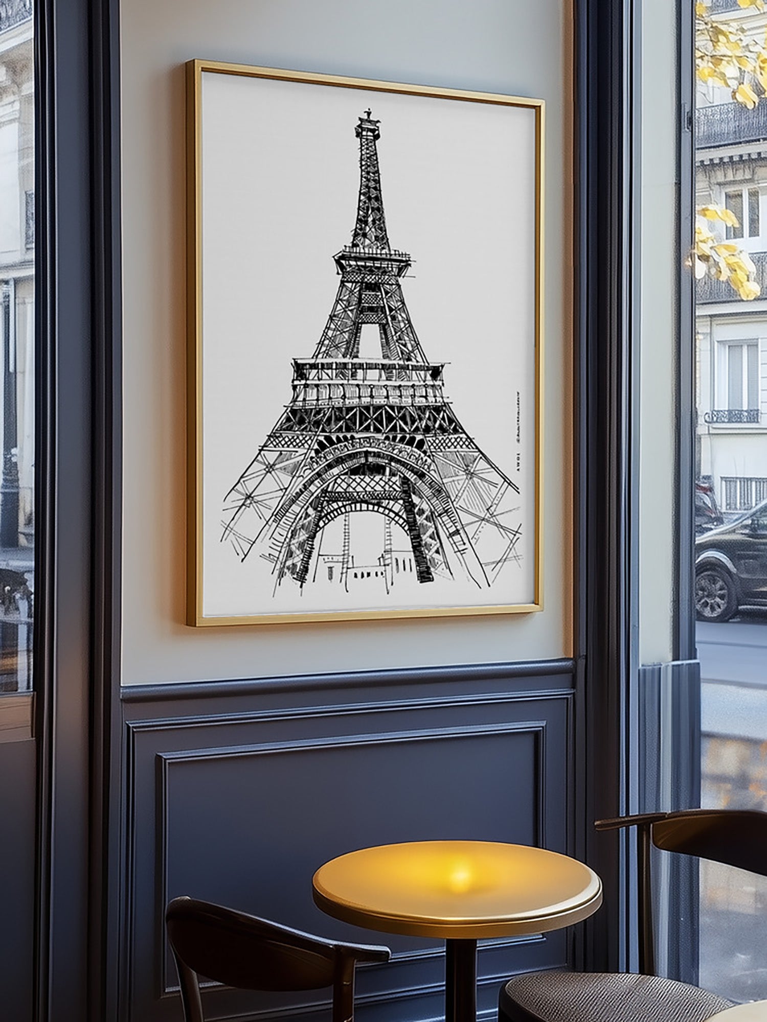Eiffel Tower Framed Art Print | Modern Black & White Paris Wall