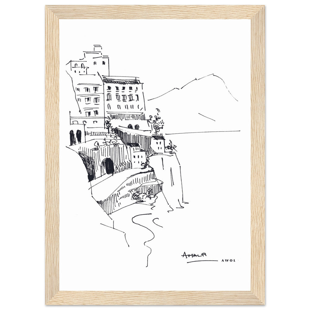 
                      
                        Amalfi Coast, Italy Travel Poster: Black And White Framed Art Print - Creations Awol
                      
                    