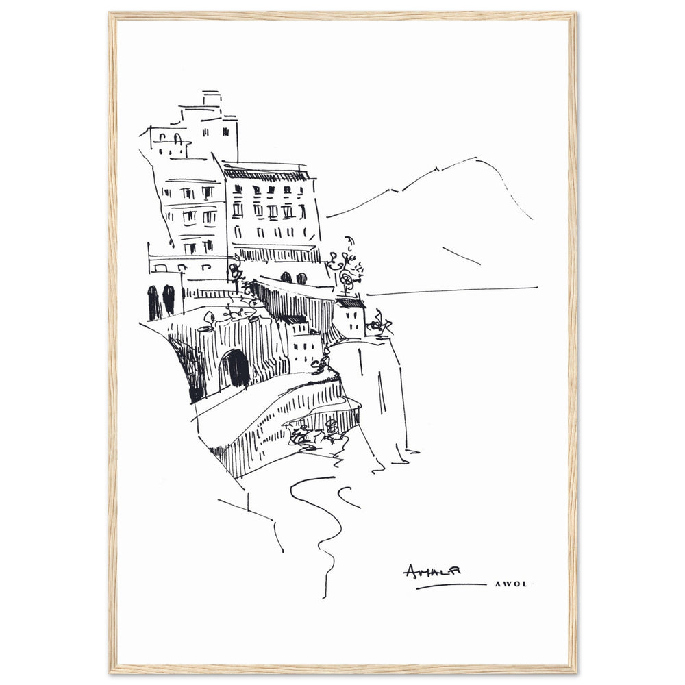 
                      
                        Amalfi Coast, Italy Travel Poster: Black And White Framed Art Print - Creations Awol
                      
                    