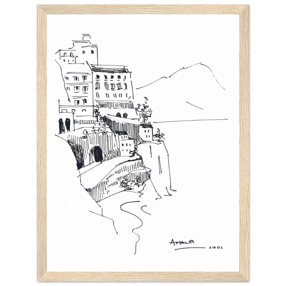 
                      
                        Amalfi Coast, Italy Travel Poster: Black And White Framed Art Print - Creations Awol
                      
                    