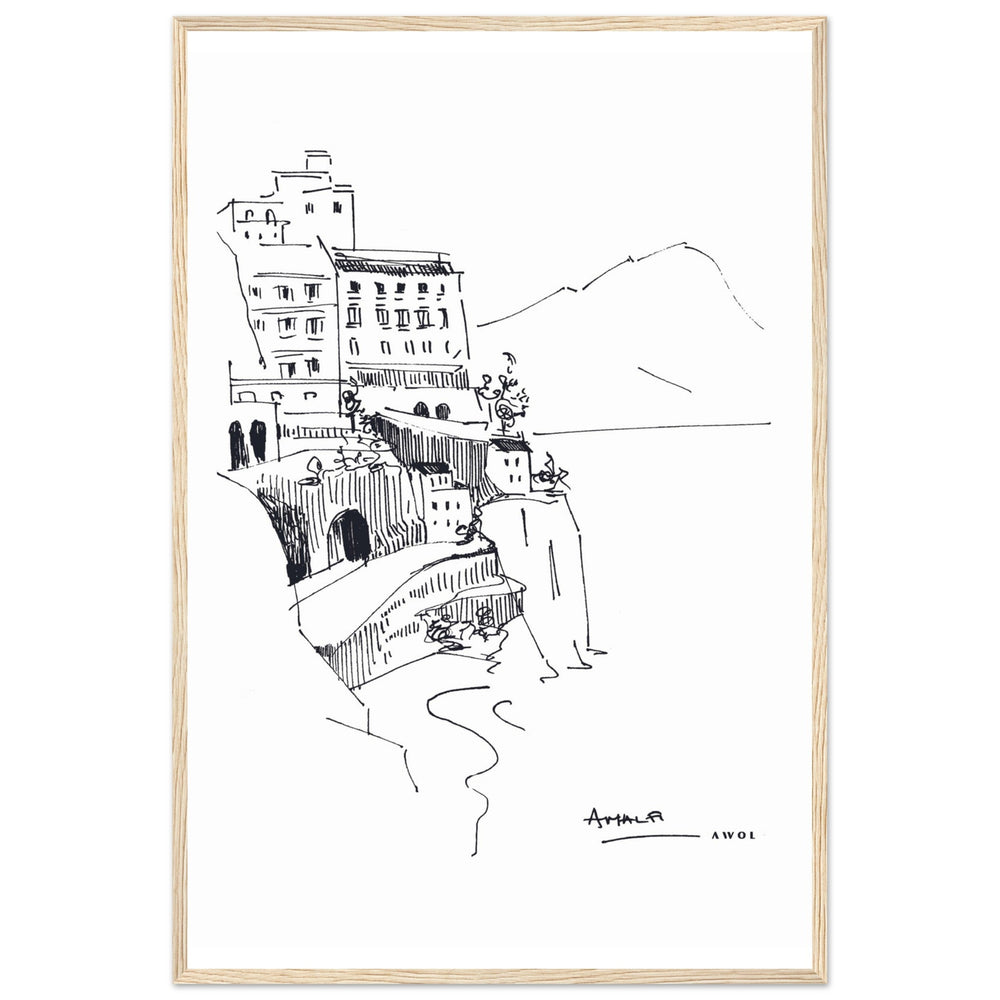 
                      
                        Amalfi Coast, Italy Travel Poster: Black And White Framed Art Print - Creations Awol
                      
                    