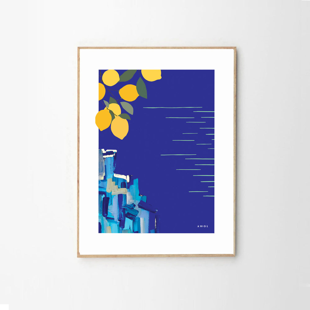 
                      
                        Mediterranean Seascape With Lemon Groves On A Cliff: Travel Poster Print
                      
                    