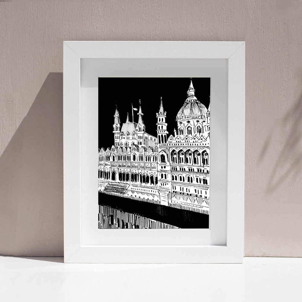 
                      
                        Budapest Art, An Evening Along The Danube River: Framed Art Print
                      
                    