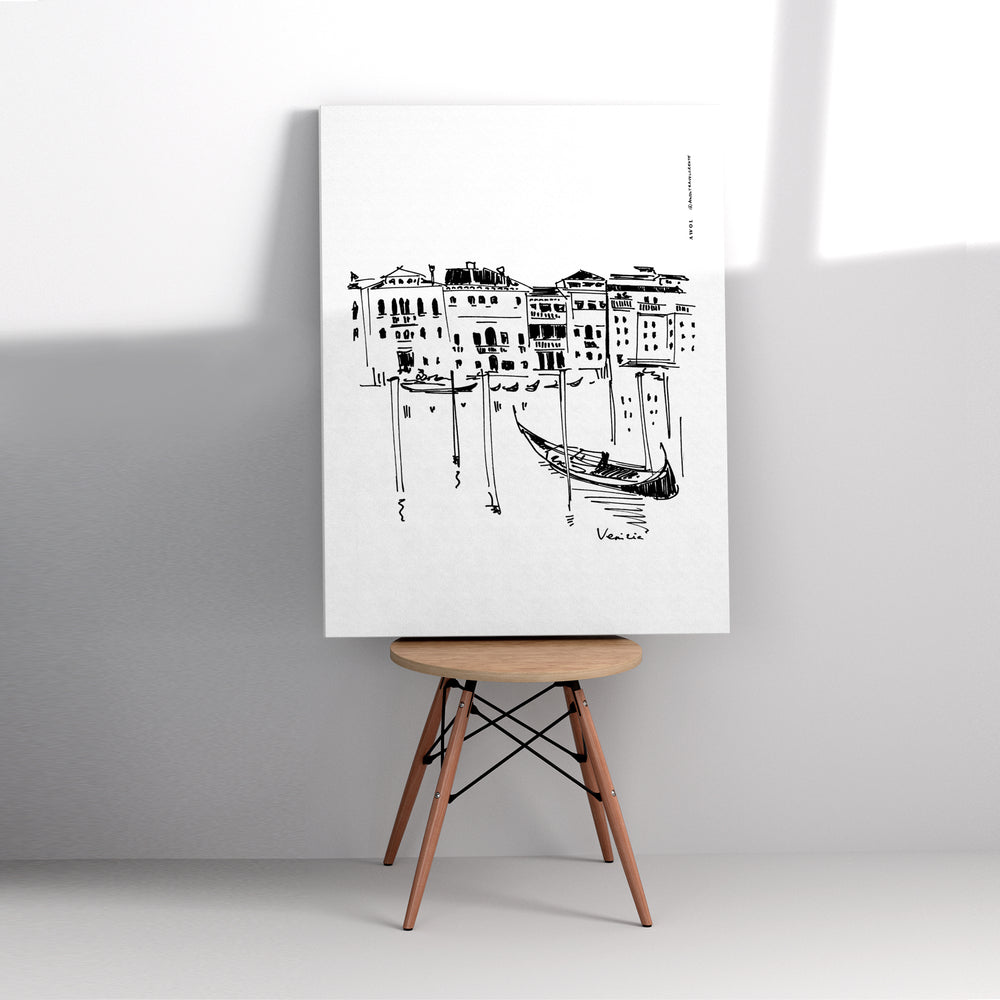 Venice Palazzos And Gondolas On The Grand Canal: Canvas Print