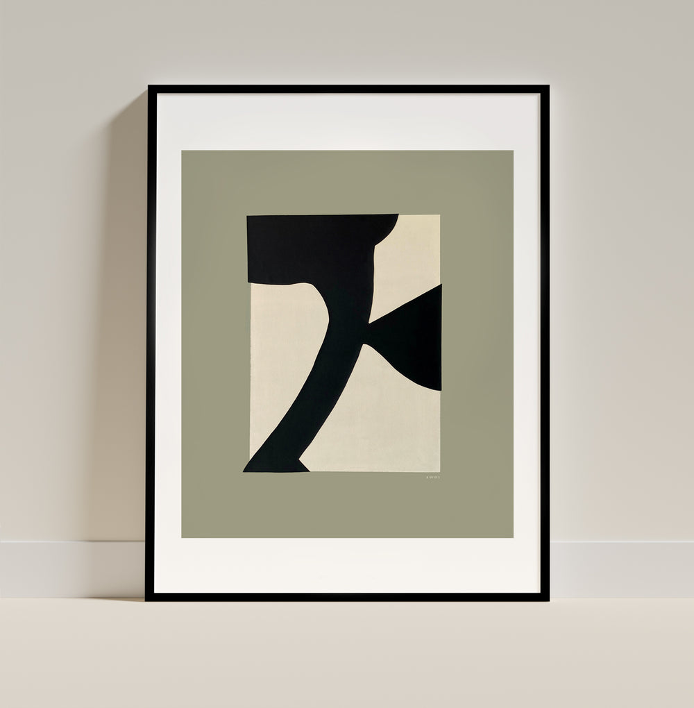 Abstract Flower Art, Minimalist Plant Wall Decor: Framed Art Print